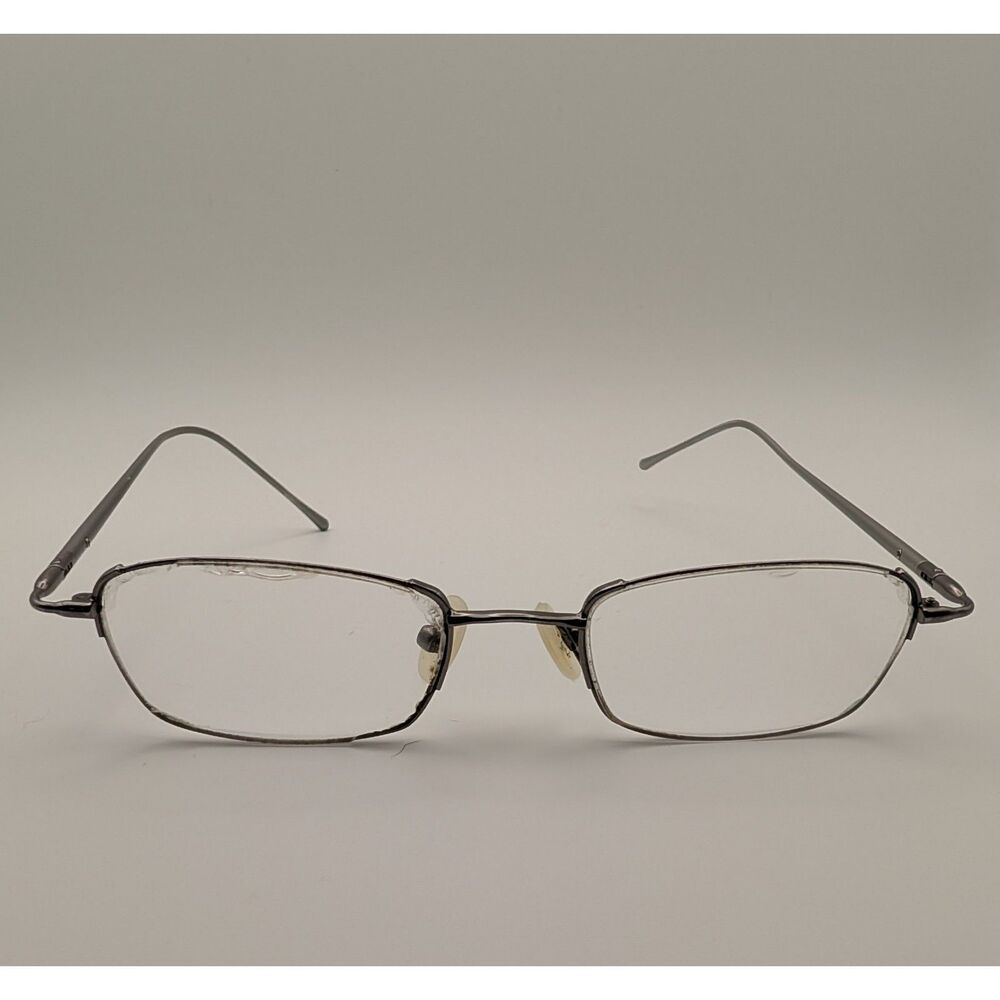 Silver Metal Rectangle Glasses Frame Unisex Optical Eyewear 52-18-135